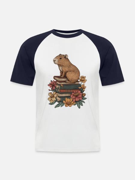 Wasserschwein - Männer Baseball-T-Shirt - Weiß/Navy