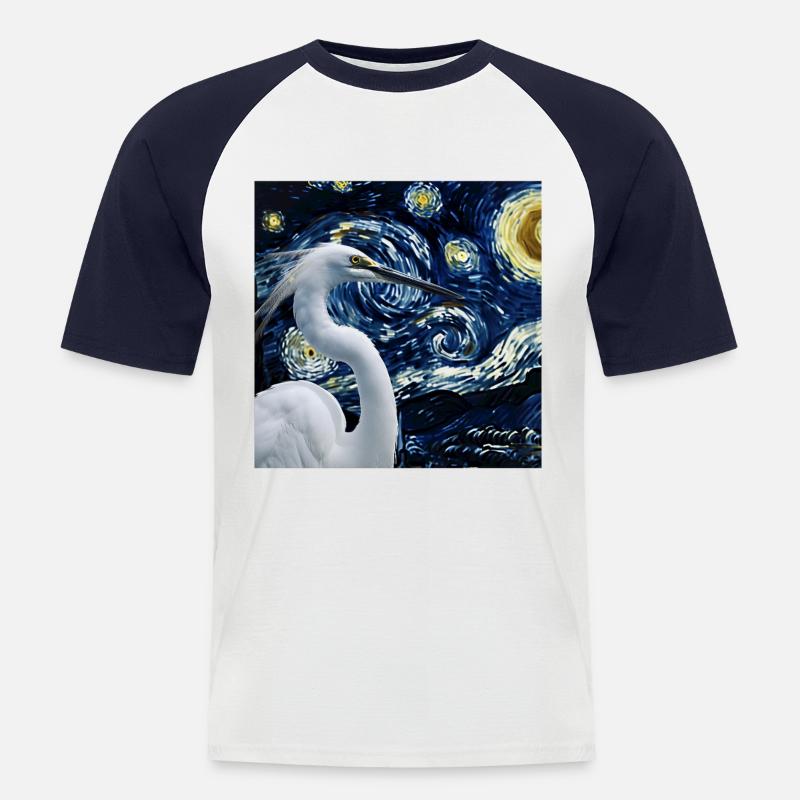 Reiher Vogel - Männer Baseball-T-Shirt - Weiß/Navy