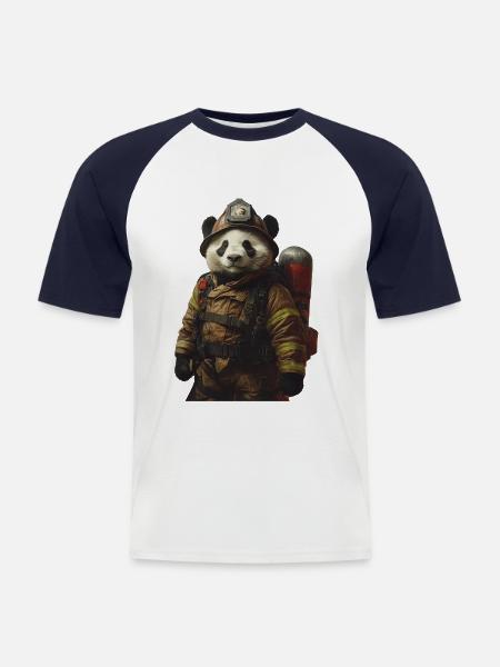 Panda - Männer Baseball-T-Shirt - Weiß/Navy