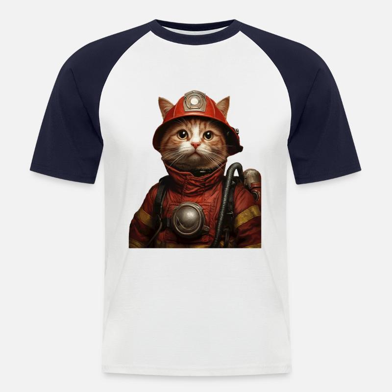 Katze - Männer Baseball-T-Shirt - Weiß/Navy
