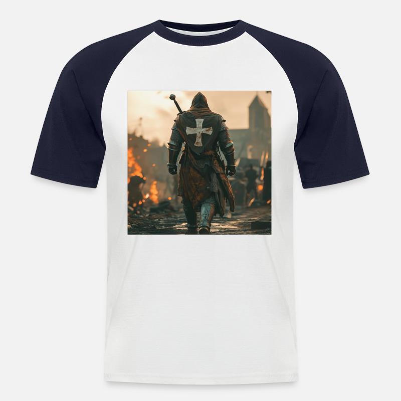 Soldat Krieger - Männer Baseball-T-Shirt - Weiß/Navy