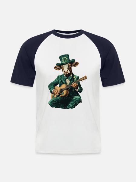 Kuh - Männer Baseball-T-Shirt - Weiß/Navy