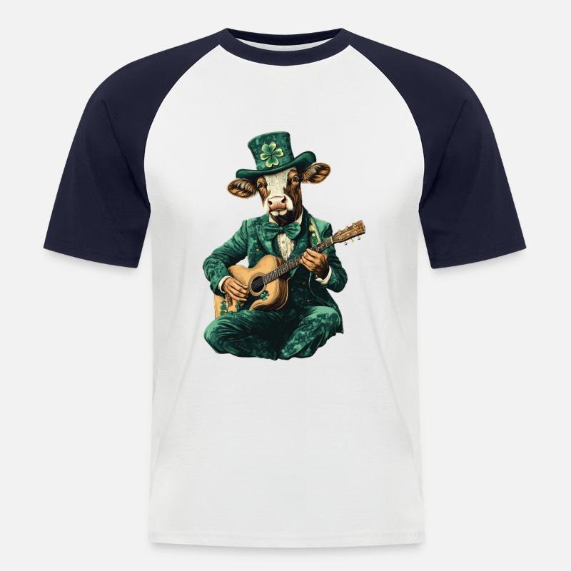 Kuh - Männer Baseball-T-Shirt - Weiß/Navy