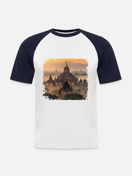 Bagan - Männer Baseball-T-Shirt - Weiß/Navy