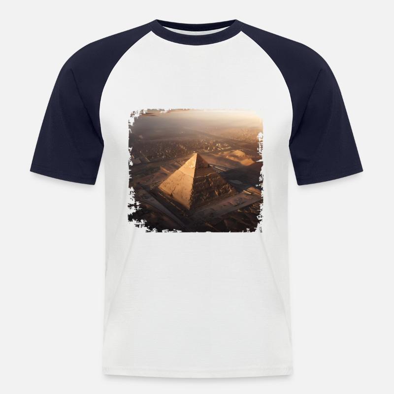 Große Pyramide - Männer Baseball-T-Shirt - Weiß/Navy