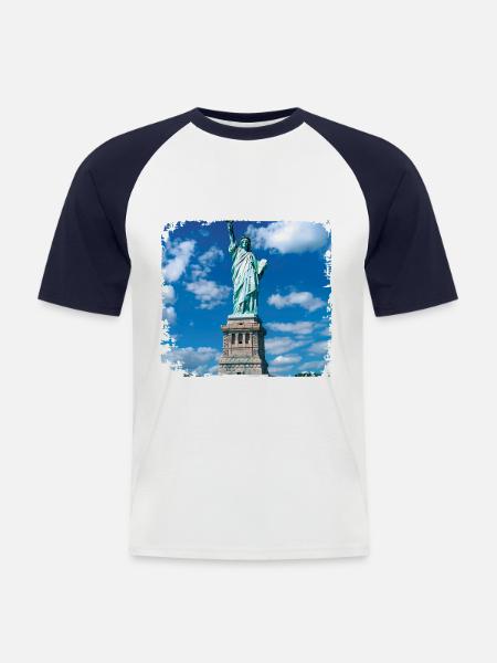 Freiheitsstatue - Männer Baseball-T-Shirt - Weiß/Navy