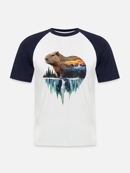 Wasserschwein - Männer Baseball-T-Shirt - Weiß/Navy