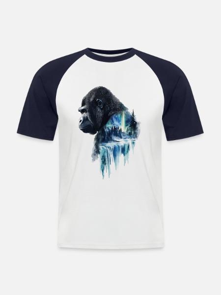 Gorilla - Männer Baseball-T-Shirt - Weiß/Navy