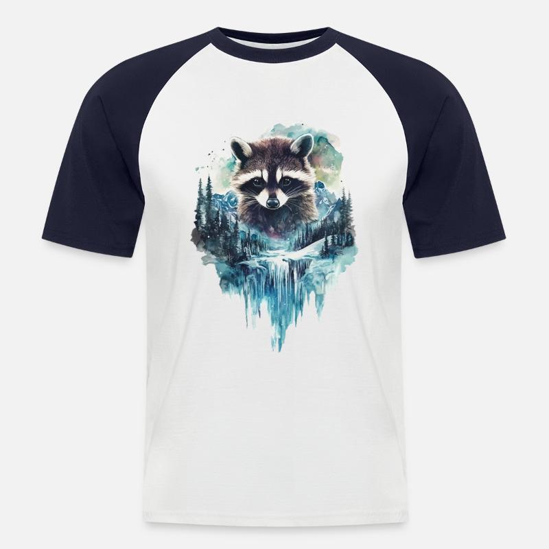 Waschbär - Männer Baseball-T-Shirt - Weiß/Navy