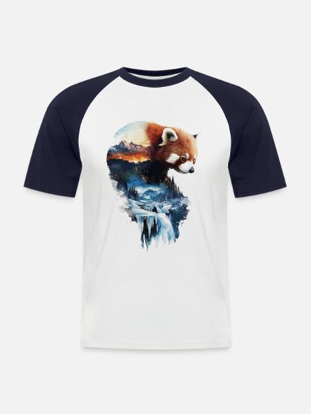 Roter Panda - Männer Baseball-T-Shirt - Weiß/Navy