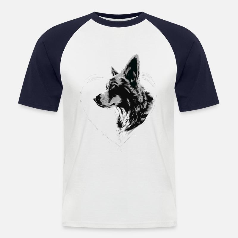 Corgi - Männer Baseball-T-Shirt - Weiß/Navy