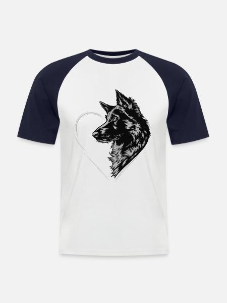 Deutscher Schäferhund - Männer Baseball-T-Shirt - Weiß/Navy