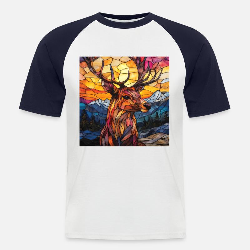Reh - Männer Baseball-T-Shirt - Weiß/Navy