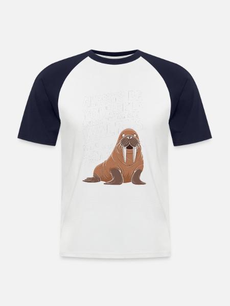 Walross - Männer Baseball-T-Shirt - Weiß/Navy