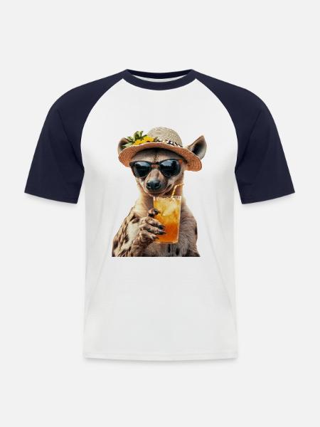 Hyäne - Männer Baseball-T-Shirt - Weiß/Navy