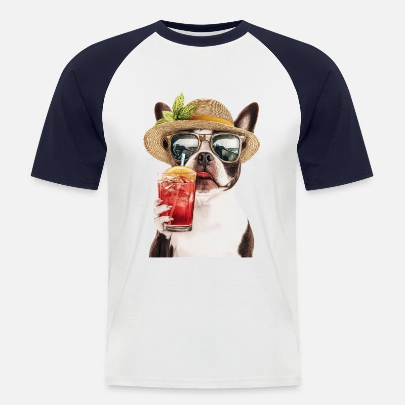 Boston Pitbull Terrier - Männer Baseball-T-Shirt - Weiß/Navy