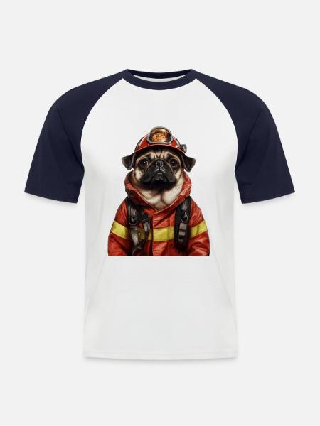 Mops - Männer Baseball-T-Shirt - Weiß/Navy