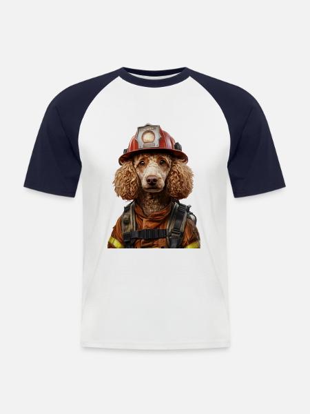 Pudel - Männer Baseball-T-Shirt - Weiß/Navy
