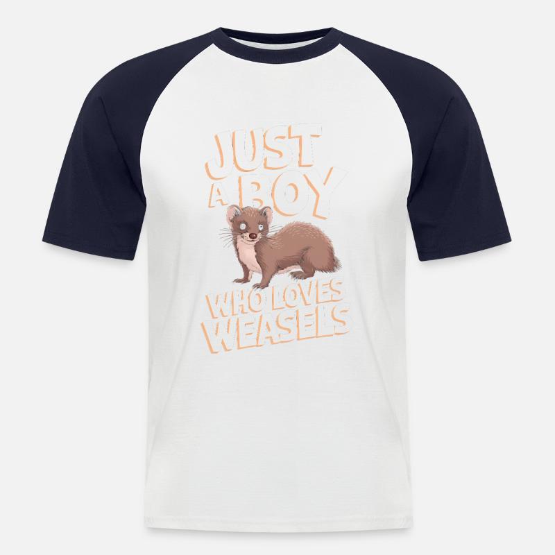 Wiesel - Männer Baseball-T-Shirt - Weiß/Navy