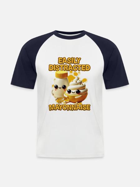 Mayonnaise - Männer Baseball-T-Shirt - Weiß/Navy