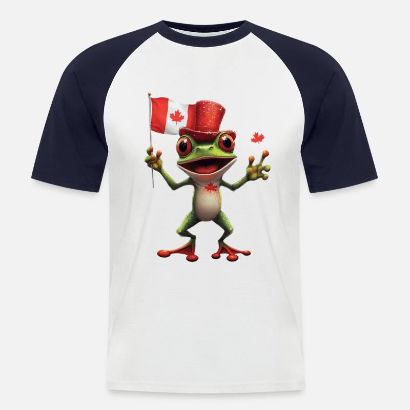 Frosch - Männer Baseball-T-Shirt - Weiß/Navy