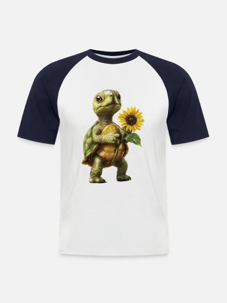 Huhn - Männer Baseball-T-Shirt - Weiß/Navy