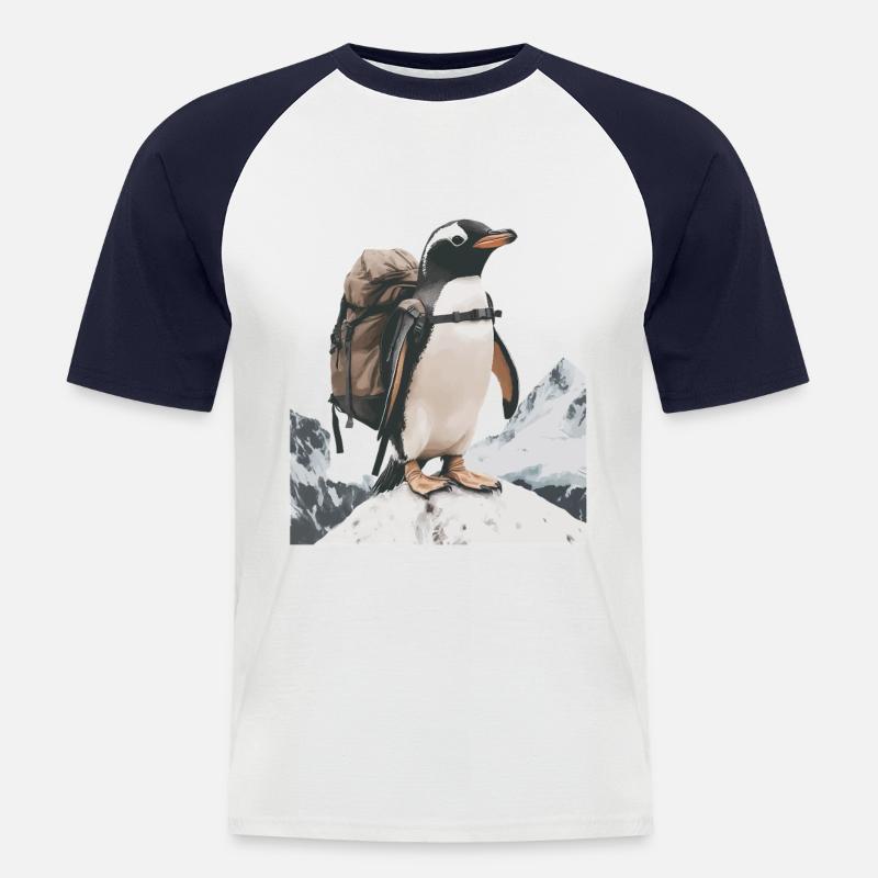 Pinguin - Männer Baseball-T-Shirt - Weiß/Navy