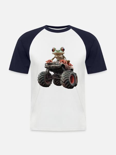 Frosch - Männer Baseball-T-Shirt - Weiß/Navy
