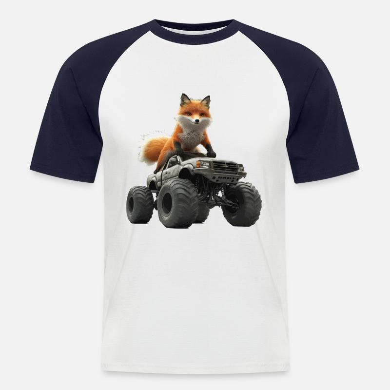 Fuchs - Männer Baseball-T-Shirt - Weiß/Navy