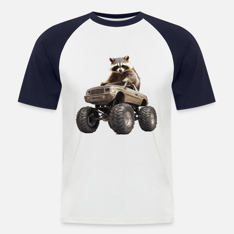 Waschbär - Männer Baseball-T-Shirt - Weiß/Navy