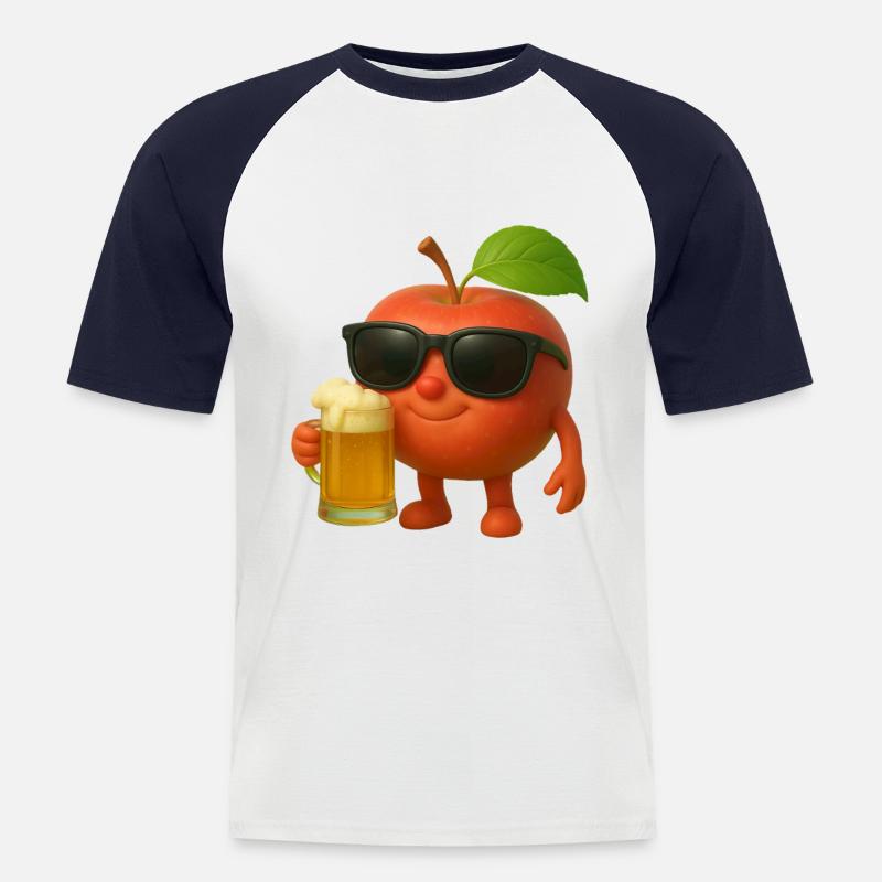 Apfelbier - Männer Baseball-T-Shirt - Weiß/Navy