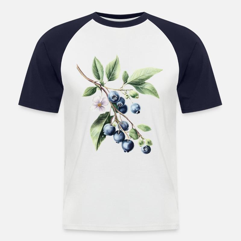 Blaubeeren - Männer Baseball-T-Shirt - Weiß/Navy