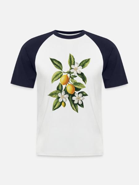 Zitrone - Männer Baseball-T-Shirt - Weiß/Navy