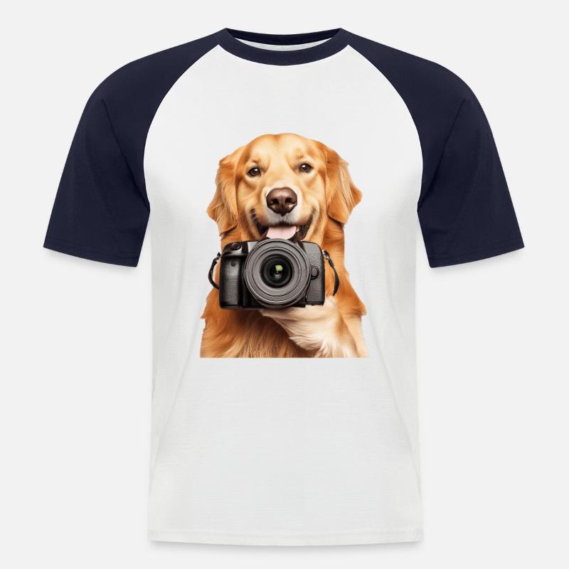 Golden Retriever - Männer Baseball-T-Shirt - Weiß/Navy