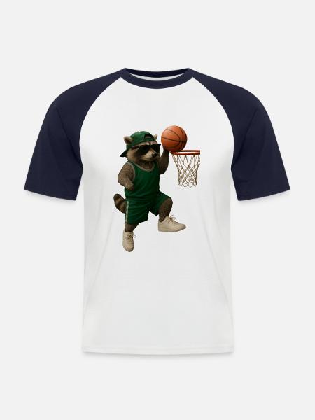 Waschbär - Männer Baseball-T-Shirt - Weiß/Navy