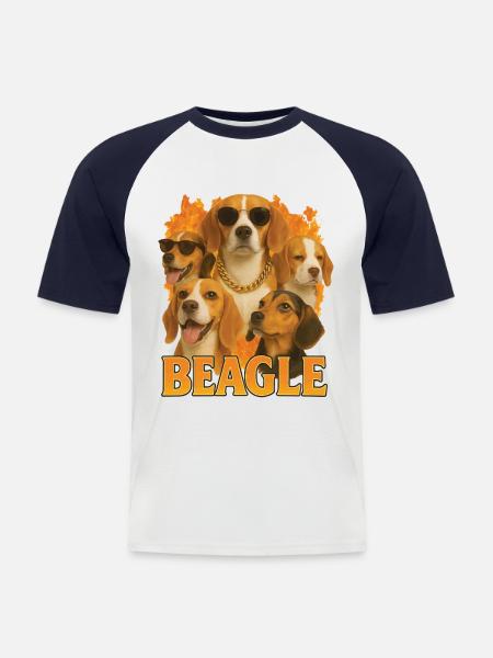 Beagle - Männer Baseball-T-Shirt - Weiß/Navy
