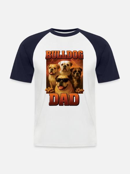 Bulldogge - Männer Baseball-T-Shirt - Weiß/Navy