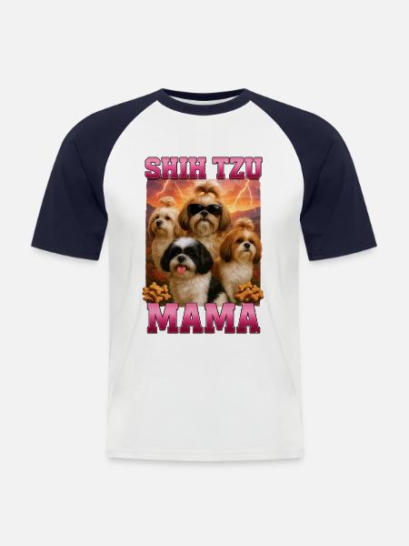 Shih Tzu - Männer Baseball-T-Shirt - Weiß/Navy
