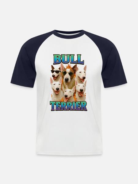 Bullterrier - Männer Baseball-T-Shirt - Weiß/Navy