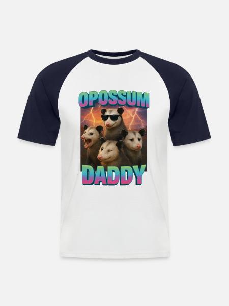 Opossum-Papa - Männer Baseball-T-Shirt - Weiß/Navy
