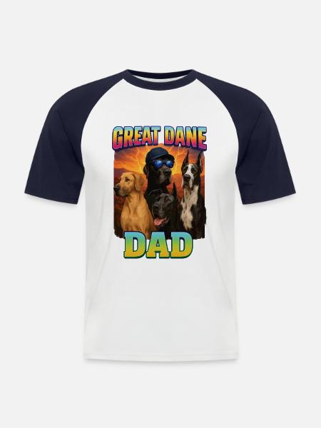 Deutsche Dogge - Männer Baseball-T-Shirt - Weiß/Navy