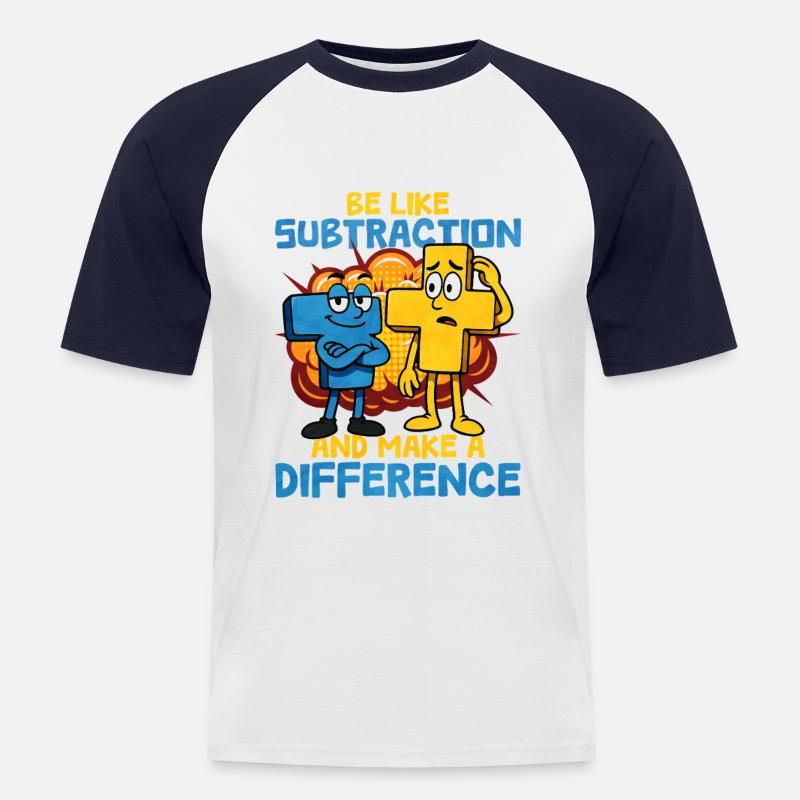 Mathe - Männer Baseball-T-Shirt - Weiß/Navy