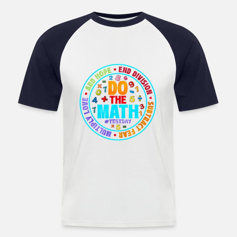 Mathe - Männer Baseball-T-Shirt - Weiß/Navy