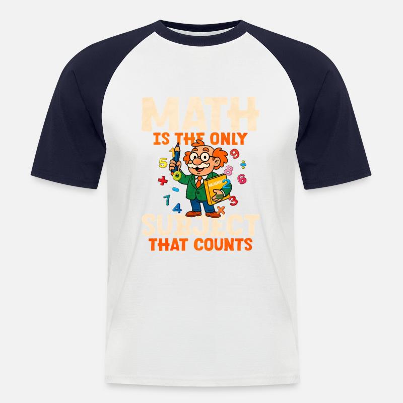 Mathe - Männer Baseball-T-Shirt - Weiß/Navy
