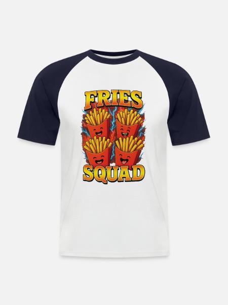Frites - T-shirt baseball manches courtes Homme - blanc/marine