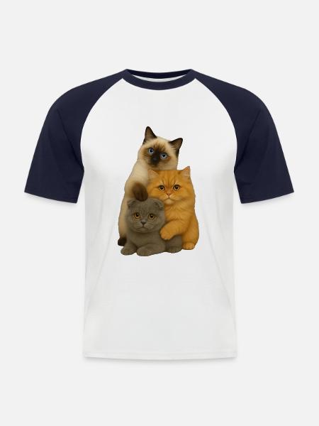 Birman Persian Fold - Men's Baseball T-Shirt - white/navy