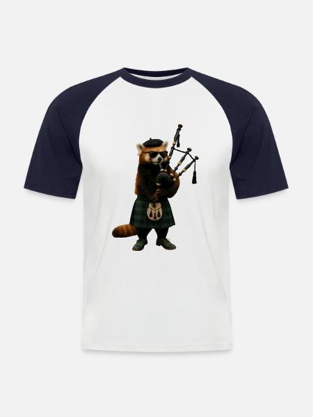 Roter Panda Dudelsack - Männer Baseball-T-Shirt - Weiß/Navy