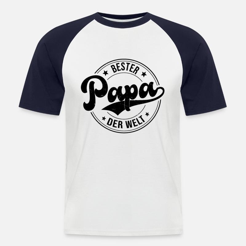 Bester Papa Der Welt - Männer Baseball-T-Shirt - Weiß/Navy