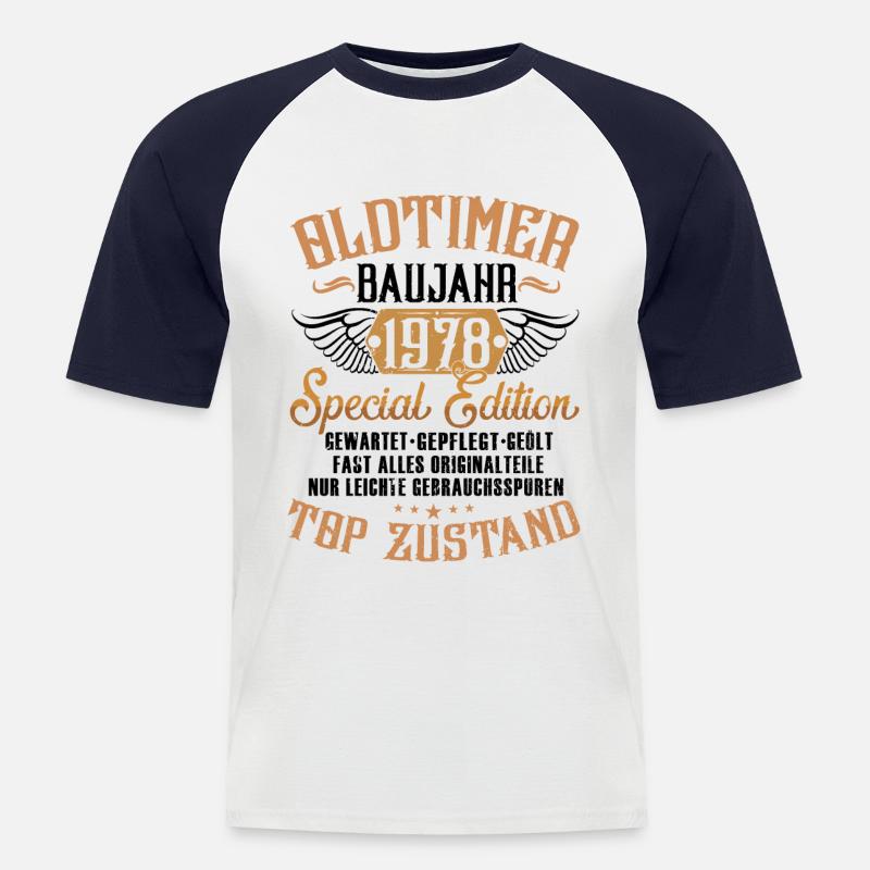 oldtimer 1978 originalzustand - Männer Baseball-T-Shirt - Weiß/Navy