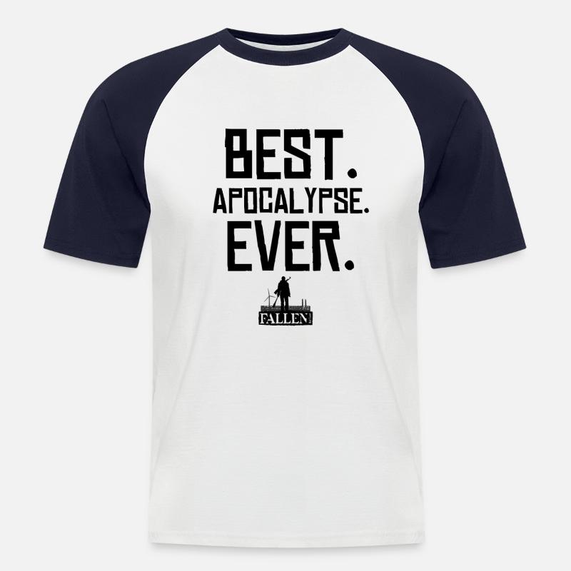 FALLEN Best Apocalypse ever - Männer Baseball-T-Shirt - Weiß/Navy